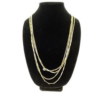 Vintage Crown Trifari 4 Multi -Strand Gold Toned 28″‎ Necklace